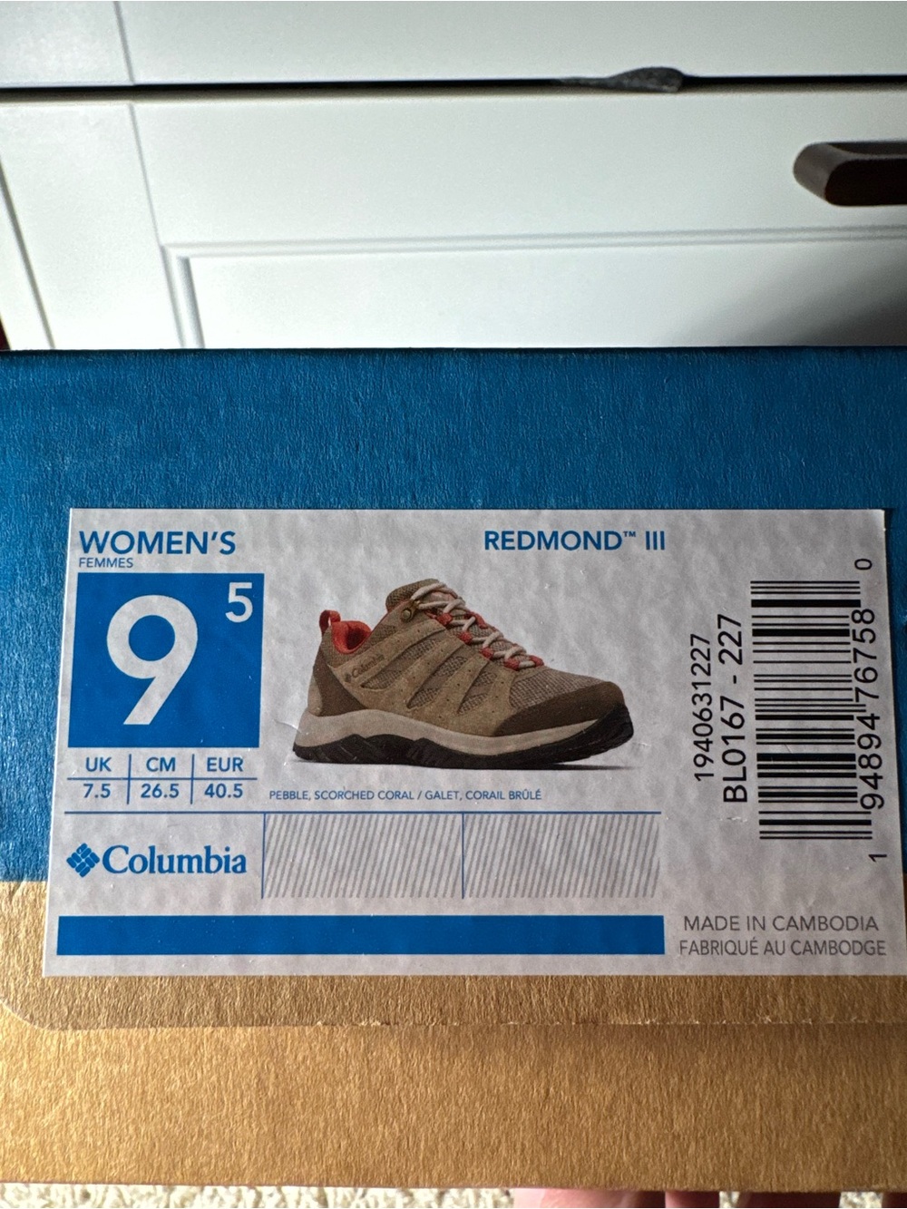 Columbia Redmond III Hiking Boots in Pebble with Coral Accents